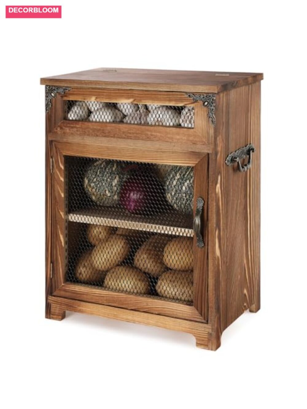 Wood Potato Onion Storage Bin Kitchen Countertop Vegetable Holder